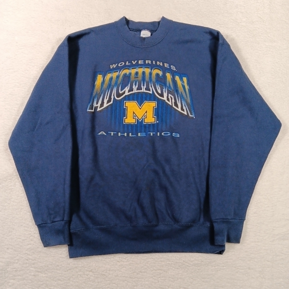 Vintage 90s Michigan Wolverines Sweatshirt Mens XL Blue Salem Sportswear Crew